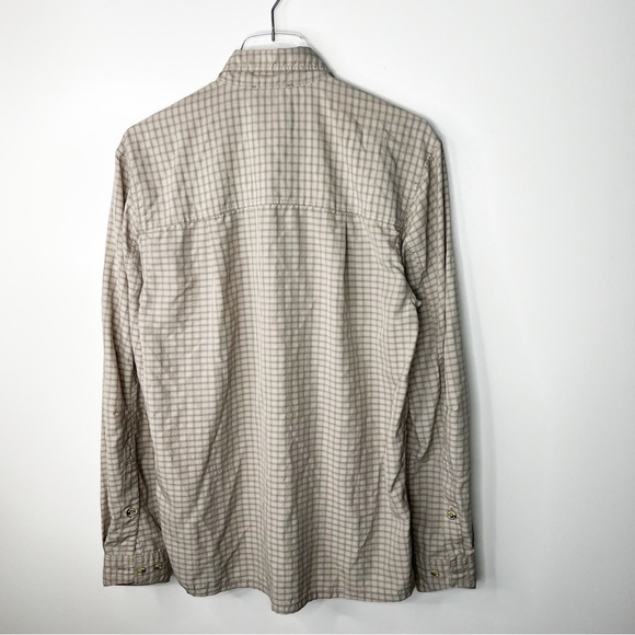 Simms Shirt Tan Plaid Checkered Button Down Fishing Outdoors Plaid Hiking Small - Picture 2 of 10